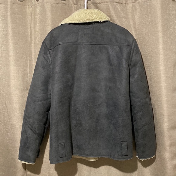 Topman men’s faux shearling biker jacket - Picture 2 of 3